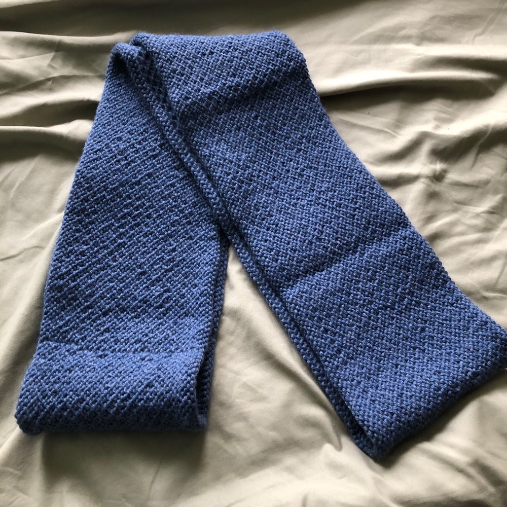 Blue knitted long Infinity scarf